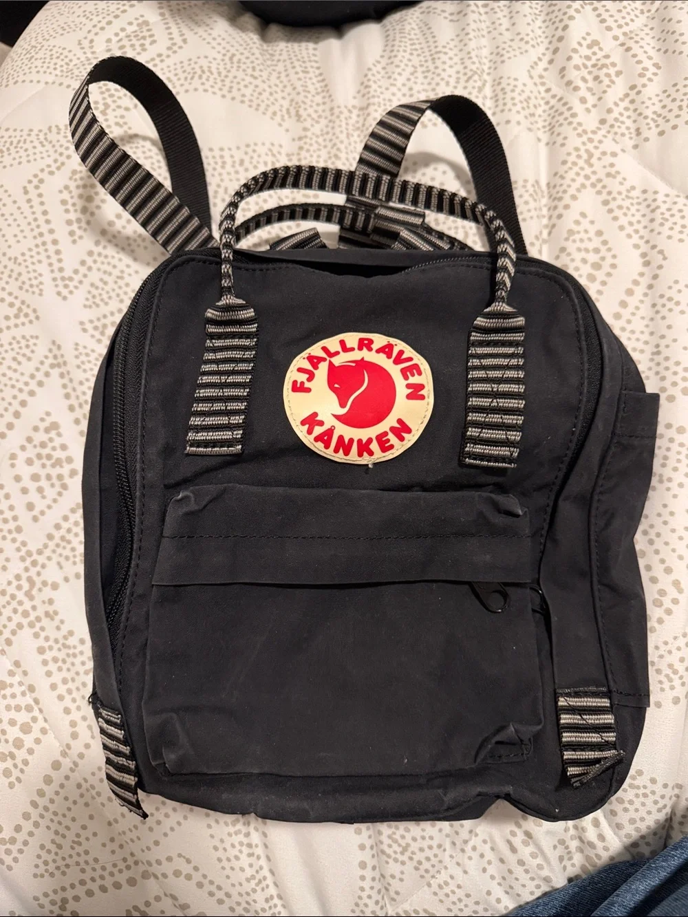 Fjallraven Kanken Mini Backpack Black with stripes